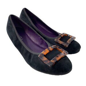 Vaneli Perm Slip On Ballet Flats Size 8 Round Toe Tortoise Buckle Black Purple